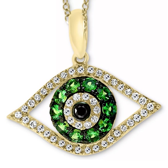 EFFY 14k Gold Diamond Evil Eye Necklace - Picture 2 of 5